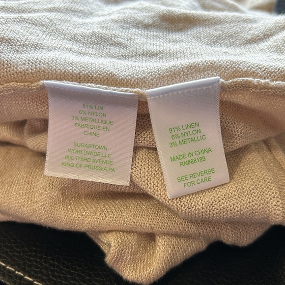 Lilly Pulitzer Jacey Gold Metallic Linen Blend Cardigan Sweater Shimmer Sparkle - Picture 8 of 9